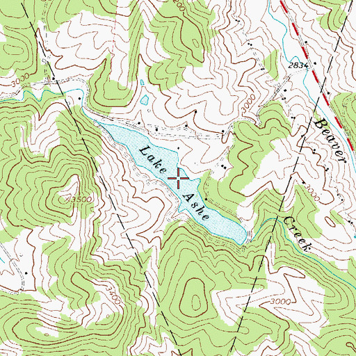 Topographic Map of Lake Ashe, NC