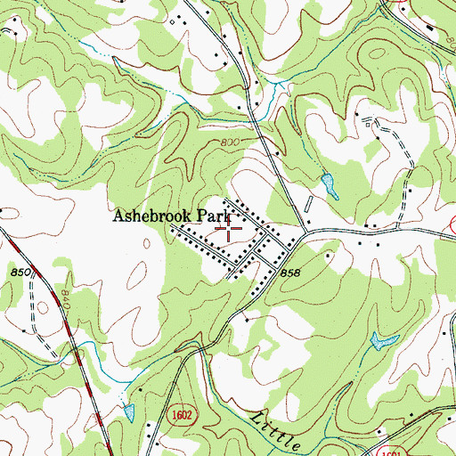 Topographic Map of Ashebrook Park, NC