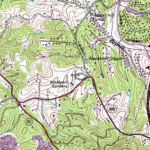 Topographic Map of Ashelawn Gardens of Memory Memorial Garden, NC