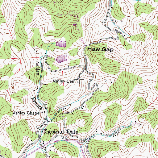 Topographic Map of Ashley Cemetery, NC