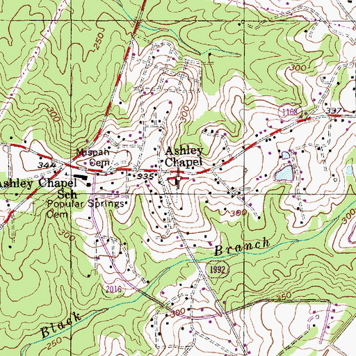 Topographic Map of Ashley Chapel, NC