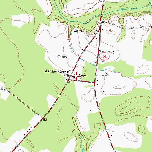 Topographic Map of Ashley Grove Church, NC