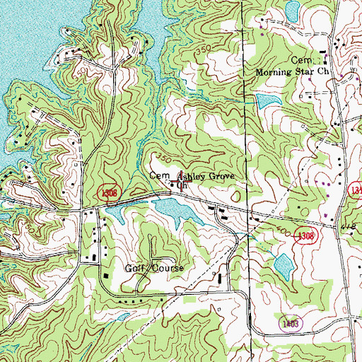 Topographic Map of Ashley Grove Church, NC