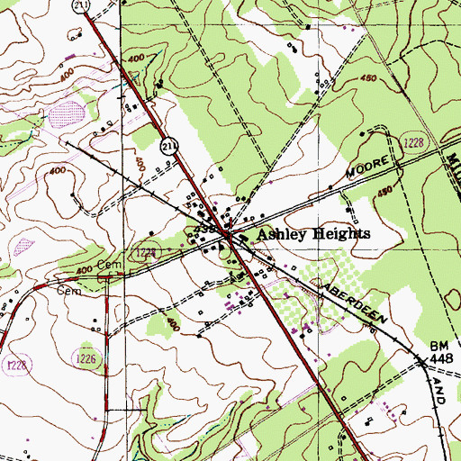 Topographic Map of Ashley Heights, NC