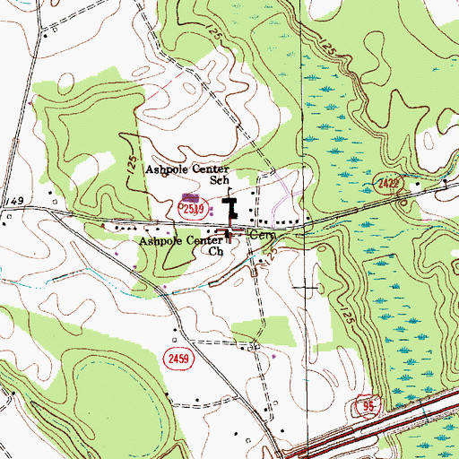 Topographic Map of Ashpole Center Church, NC
