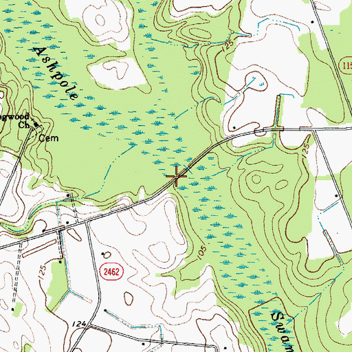 Topographic Map of Ashpole Swamp, NC