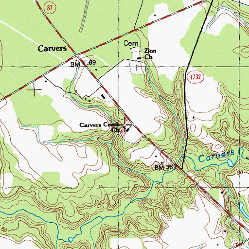 Topographic Map of Ashwood Church, NC