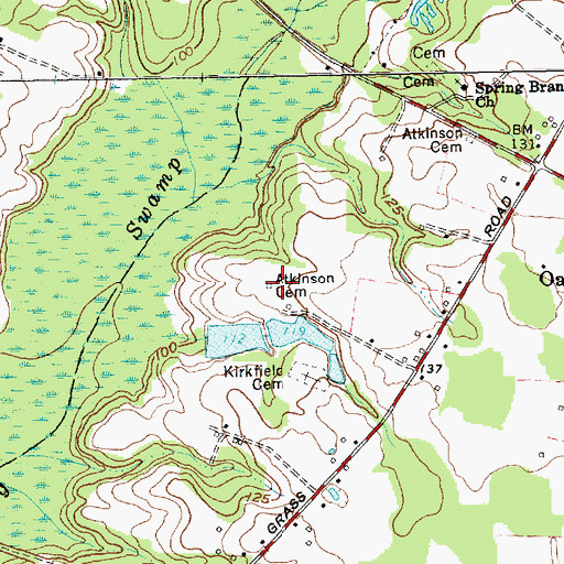 Topographic Map of Atkinson Cemetery, NC