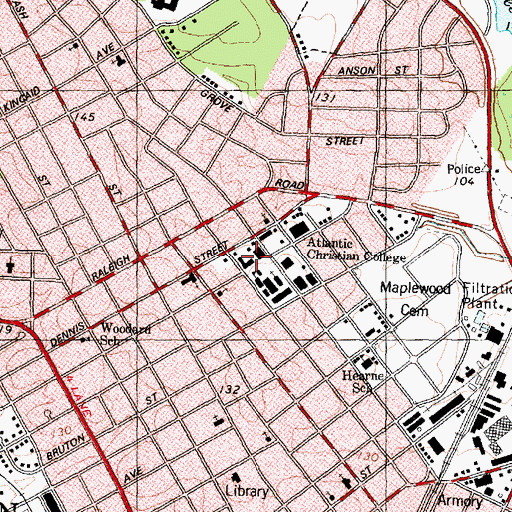 Topographic Map of Barton College, NC