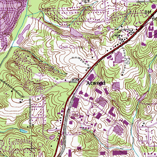 Topographic Map of Atwood, NC