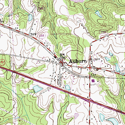 Topographic Map of Auburn, NC