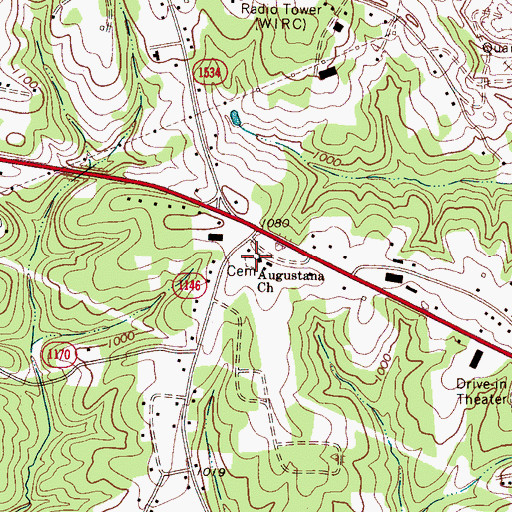 Topographic Map of Augustana Church, NC