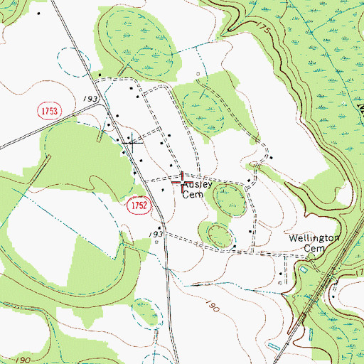Topographic Map of Ausley Cemetery, NC