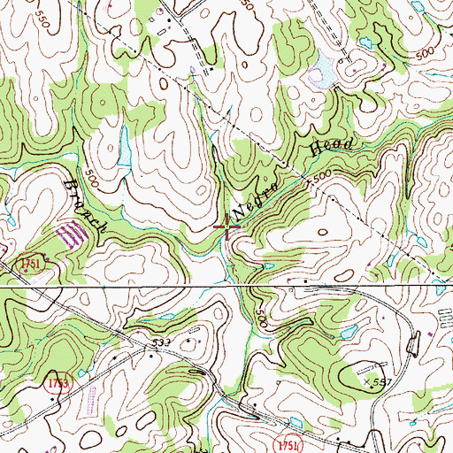Topographic Map of Austin Branch, NC