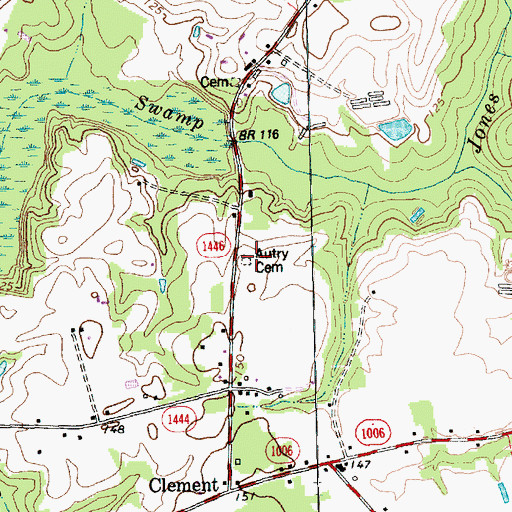 Topographic Map of Autry Cemetery, NC