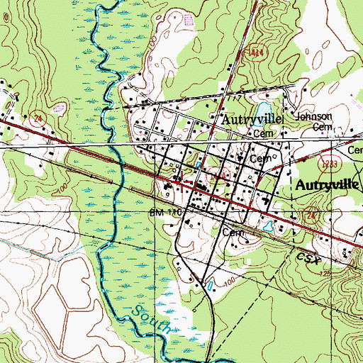 Topographic Map of Autryville, NC