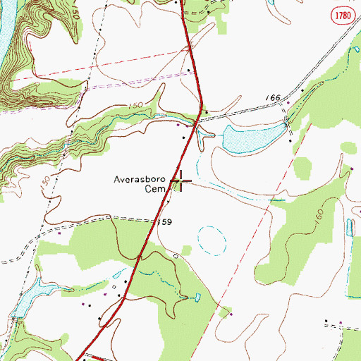 Topographic Map of Averasboro Cemetery, NC