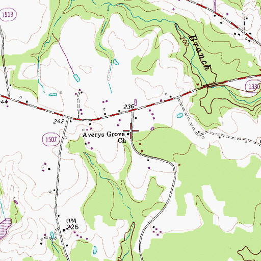 Topographic Map of Averys Grove Church, NC
