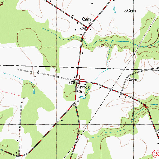 Topographic Map of Aycock Church, NC