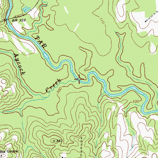 Topographic Map of Aycock Creek, NC