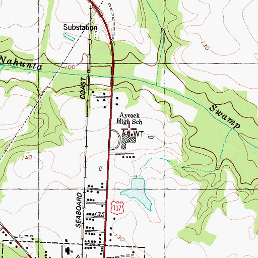 Topographic Map of Aycock High School, NC