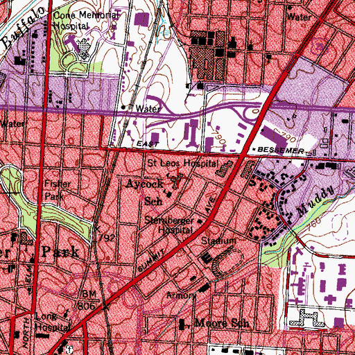 Topographic Map of Aycock School, NC