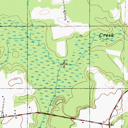 Topographic Map of Aycock Swamp, NC
