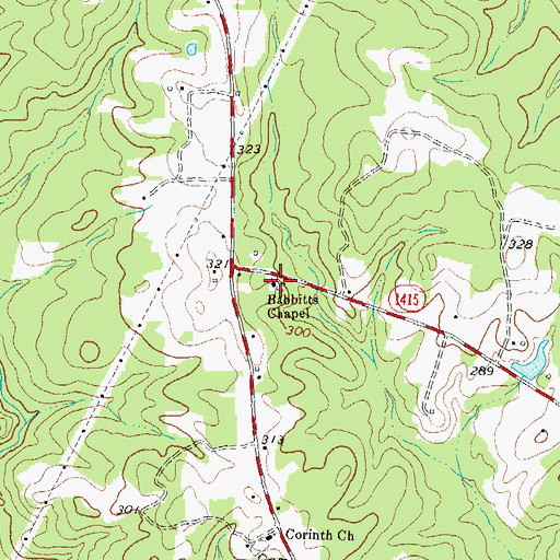 Topographic Map of Babbitts Chapel, NC