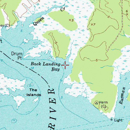 Topographic Map of Back Landing Bay, NC