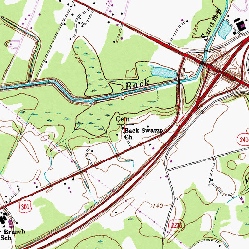 Topographic Map of Back Swamp Church, NC