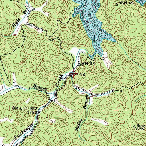 Topographic Map of Bailey Branch, NC