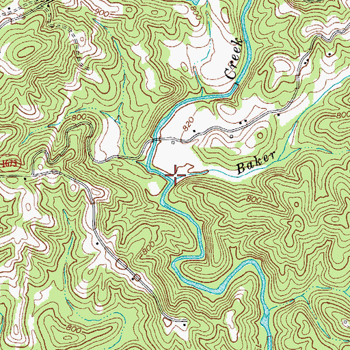 Topographic Map of Baker Branch, NC