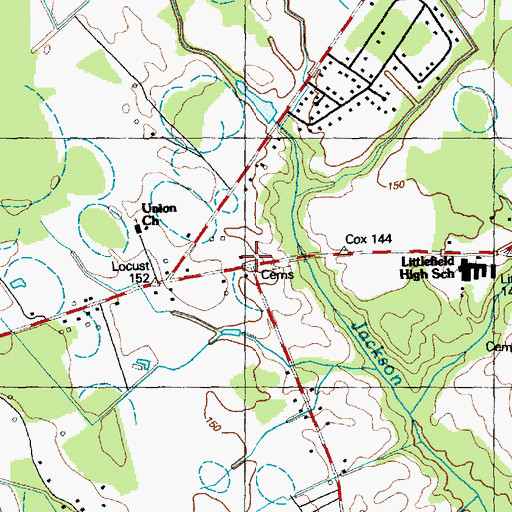 Topographic Map of Baker Chapel, NC