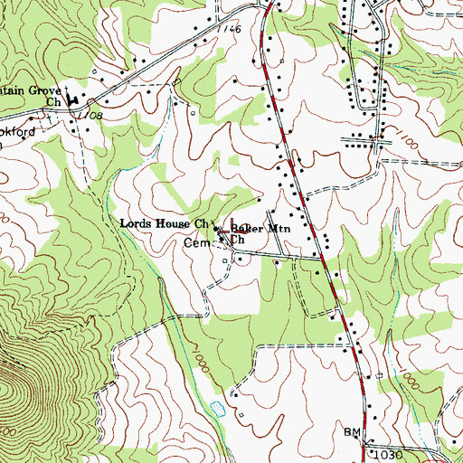 Topographic Map of Baker Mountain Church, NC