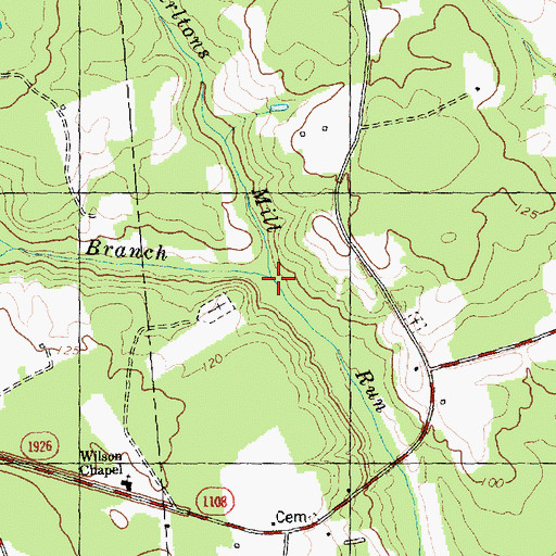 Topographic Map of Bakers Branch, NC