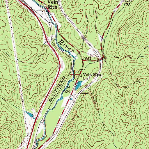 Topographic Map of Bakers Creek, NC