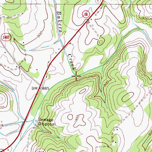 Topographic Map of Bakers Creek, NC