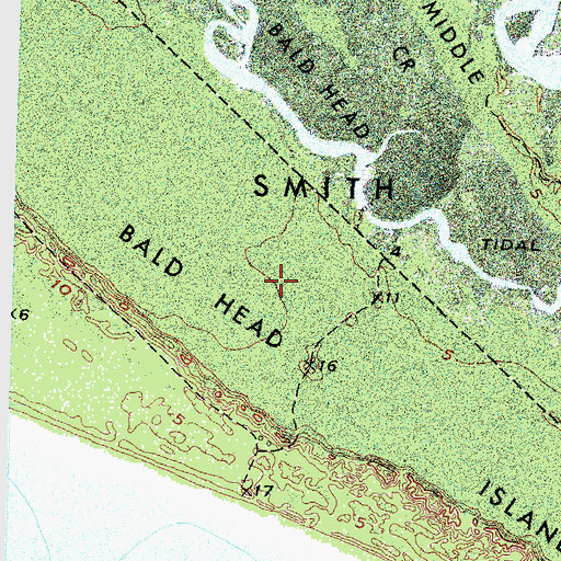 Topographic Map of Bald Head Island, NC