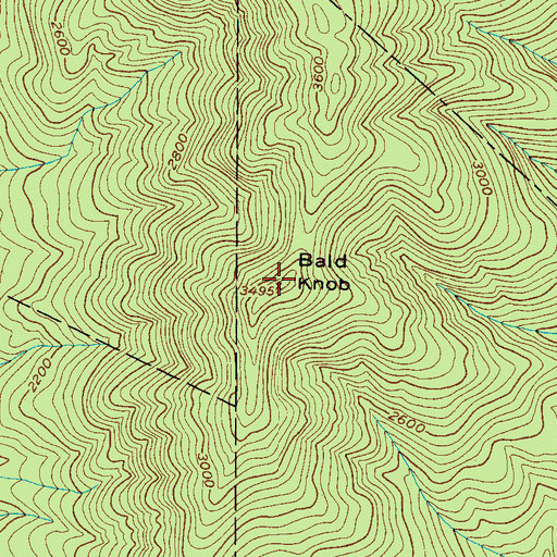 Topographic Map of Bald Knob, NC