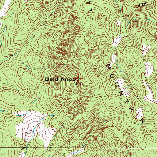 Topographic Map of Bald Knob, NC