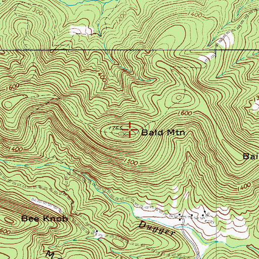 Topographic Map of Bald Mountain, NC