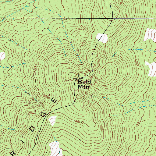 Topographic Map of Bald Mountain, NC