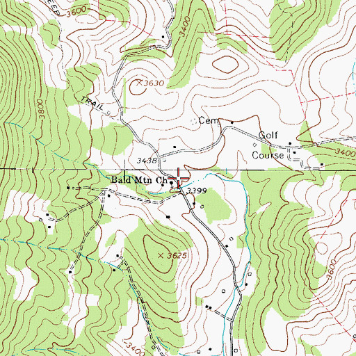 Topographic Map of Bald Mountain Church, NC
