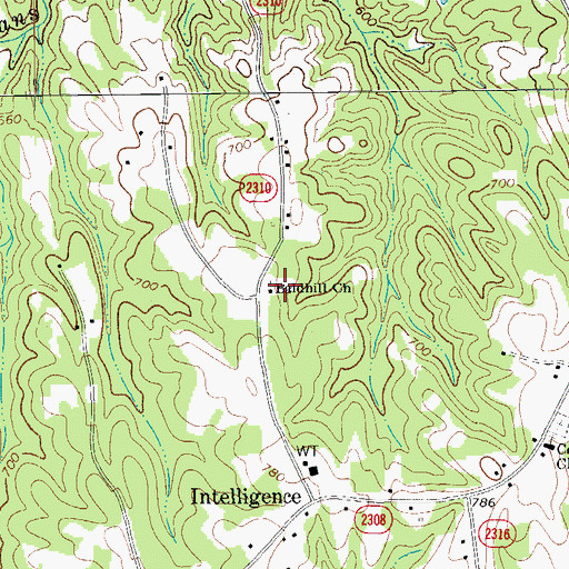 Topographic Map of Baldhill Church, NC