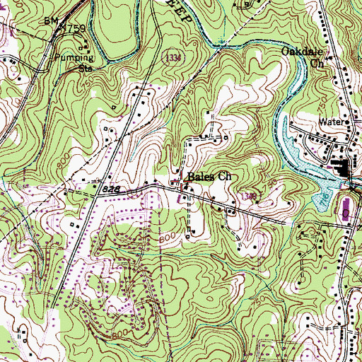 Topographic Map of Bales Church, NC