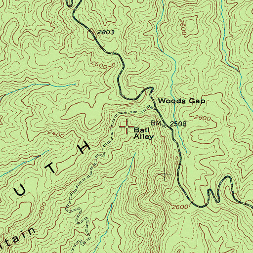 Topographic Map of Ball Alley, NC