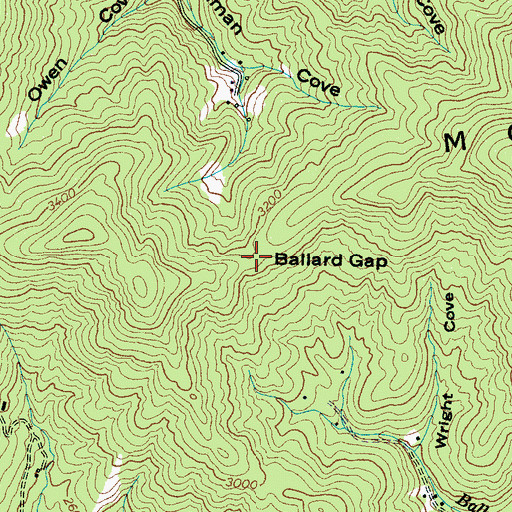 Topographic Map of Ballard Gap, NC