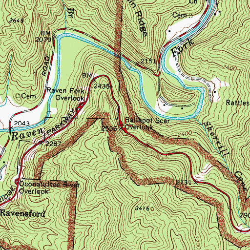 Topographic Map of Ballhoot Scar Overlook, NC