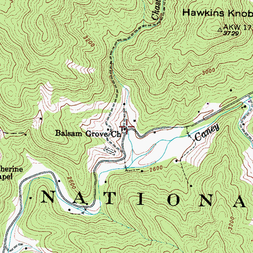 Topographic Map of Balsam Grove Church, NC