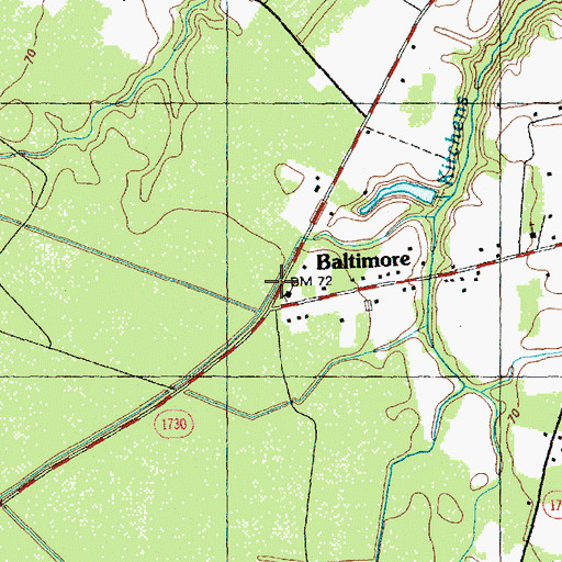 Topographic Map of Baltimore, NC